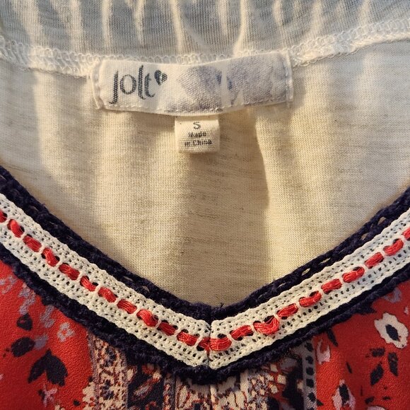 Jolt Floral Red and Blue Small Womens Tank Top - Picture 2 of 9